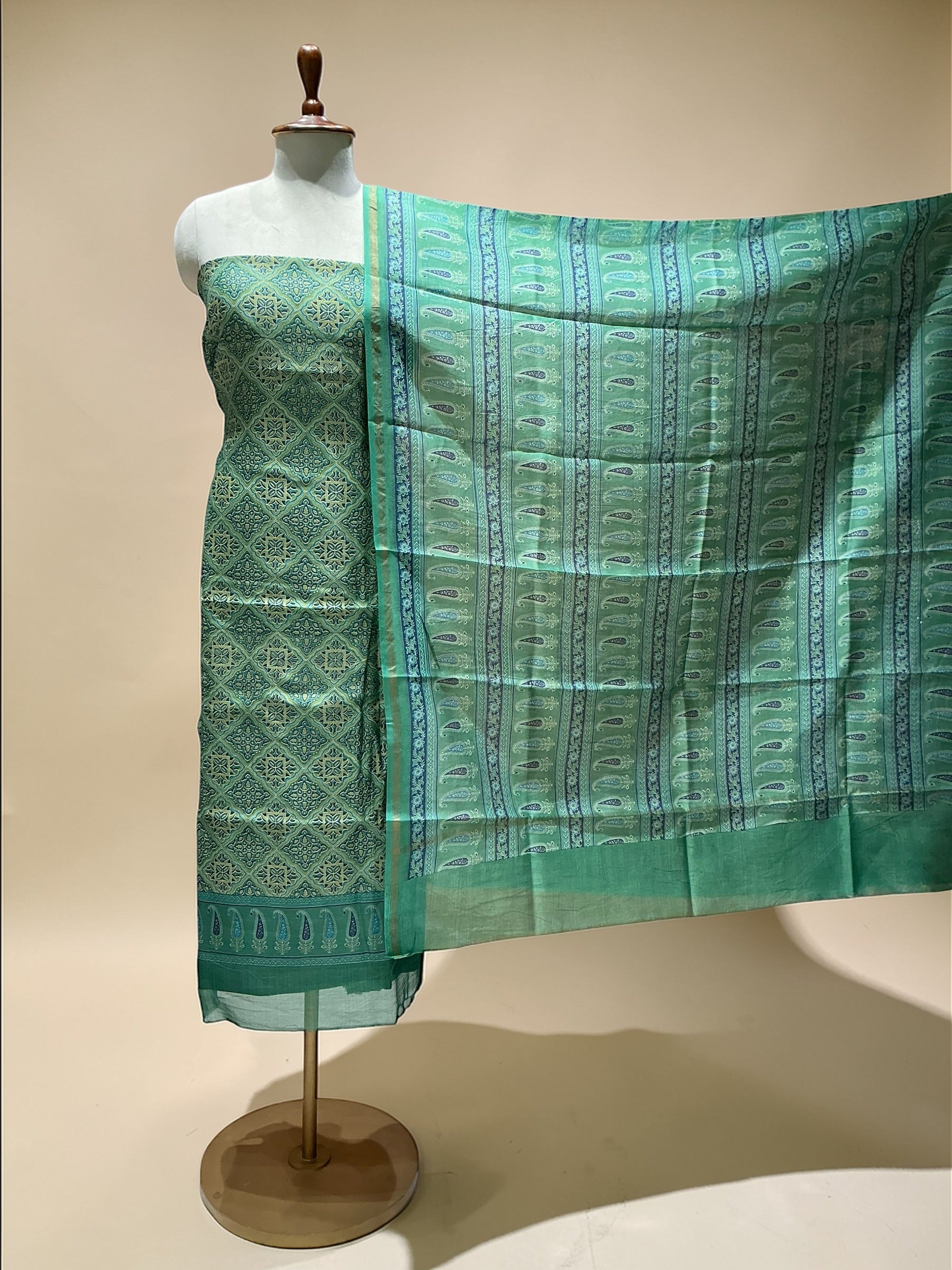 Maheshwari Silk Suit in Ajrakh Prints