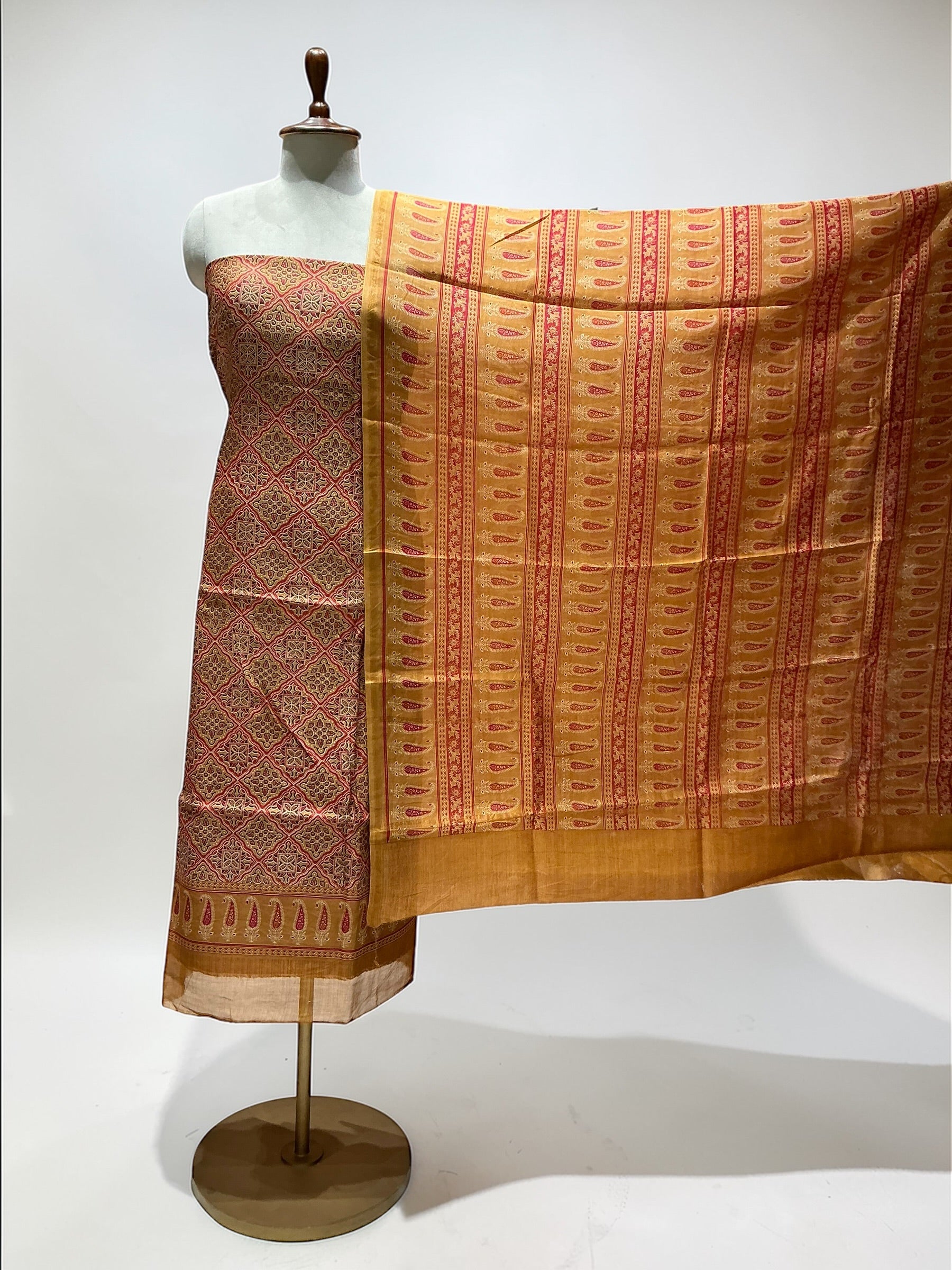 Maheshwari Silk Suit in Ajrakh Prints