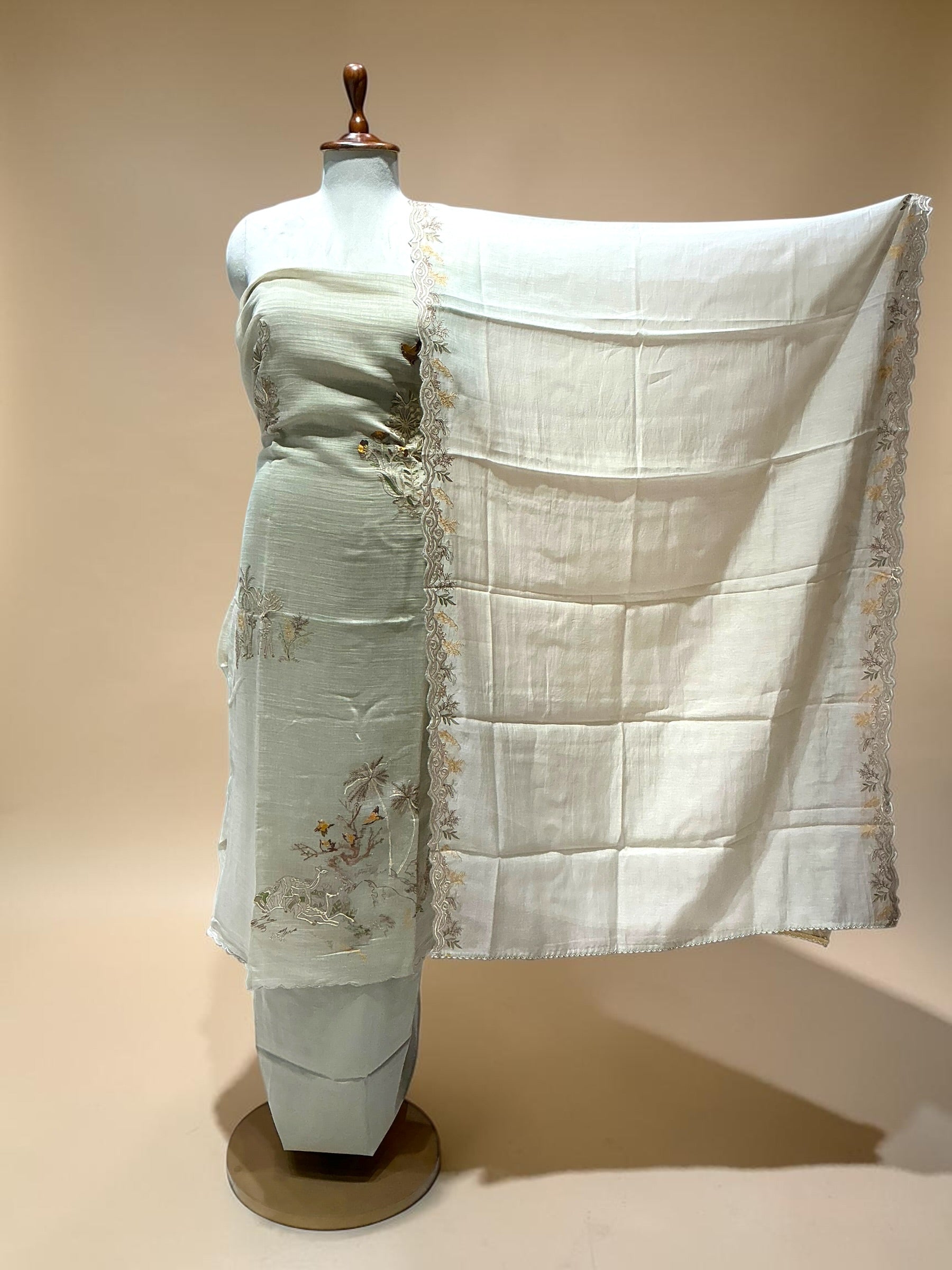 MAHEEN MUL MUL EMBROIDERED SUIT