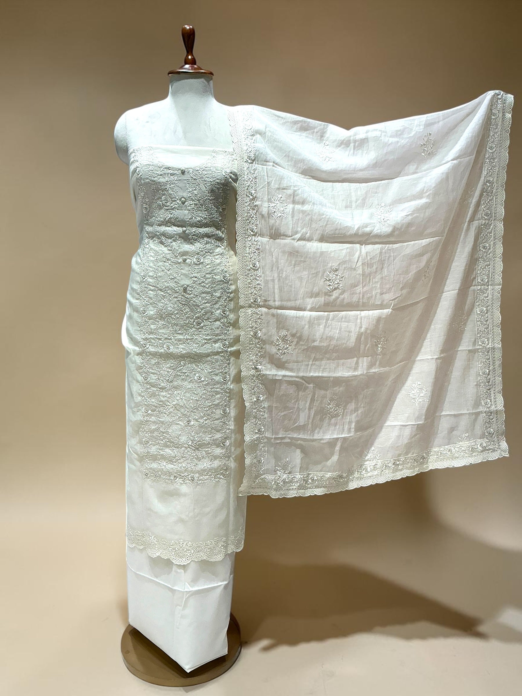 MUL CHANDERI EMBROIDERED SUIT
