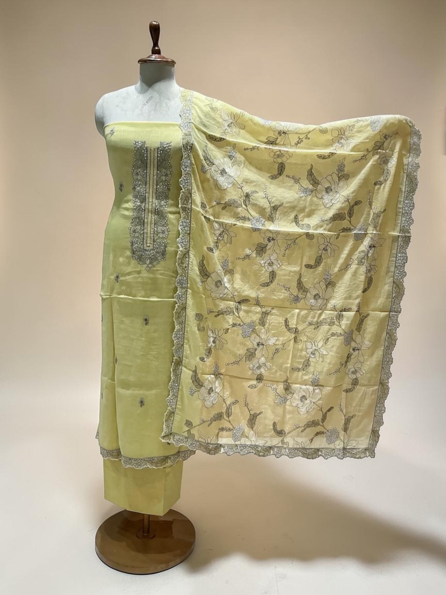 MUL CHANDERI SUIT WITH EMBROIDERY