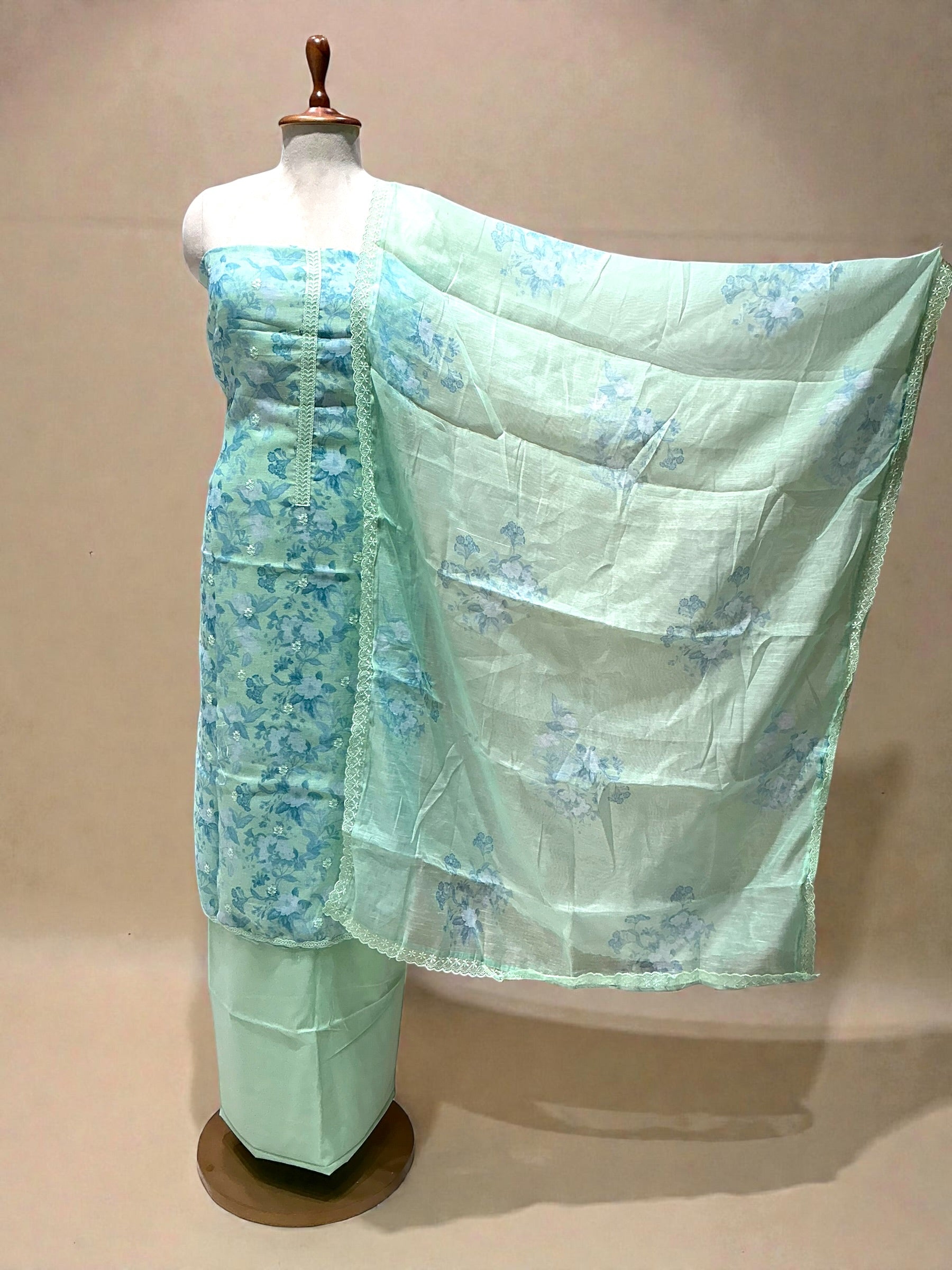UNSTITCHED LINEN SUIT IN FLOWER PRINTING