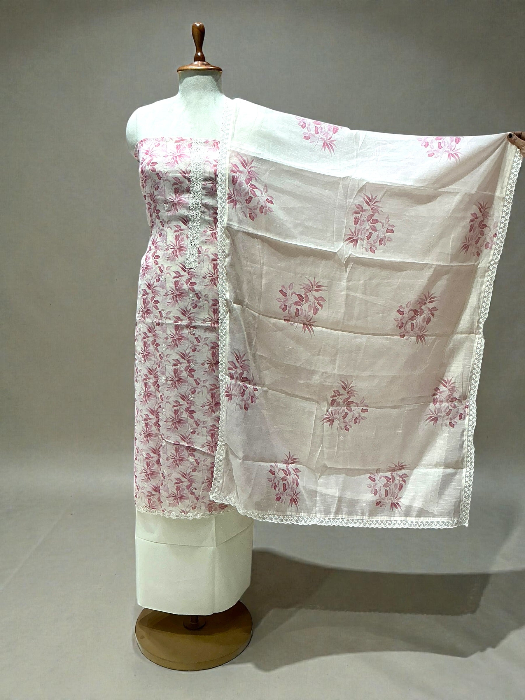 UNSTITCHED LINEN SUIT IN FLOWER PRINTING