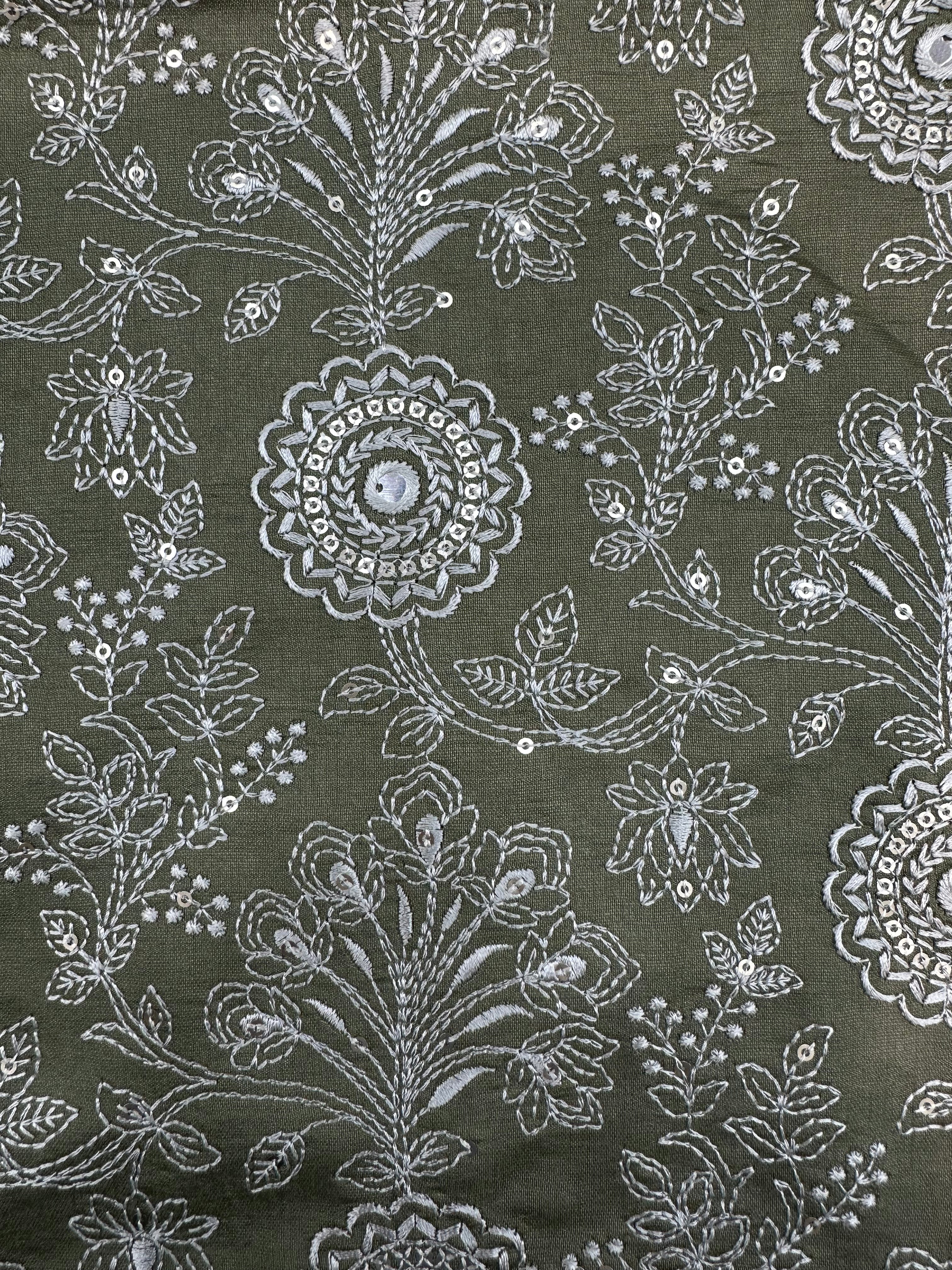 Pure Muslin Kurta Fabric – Mehendi Green