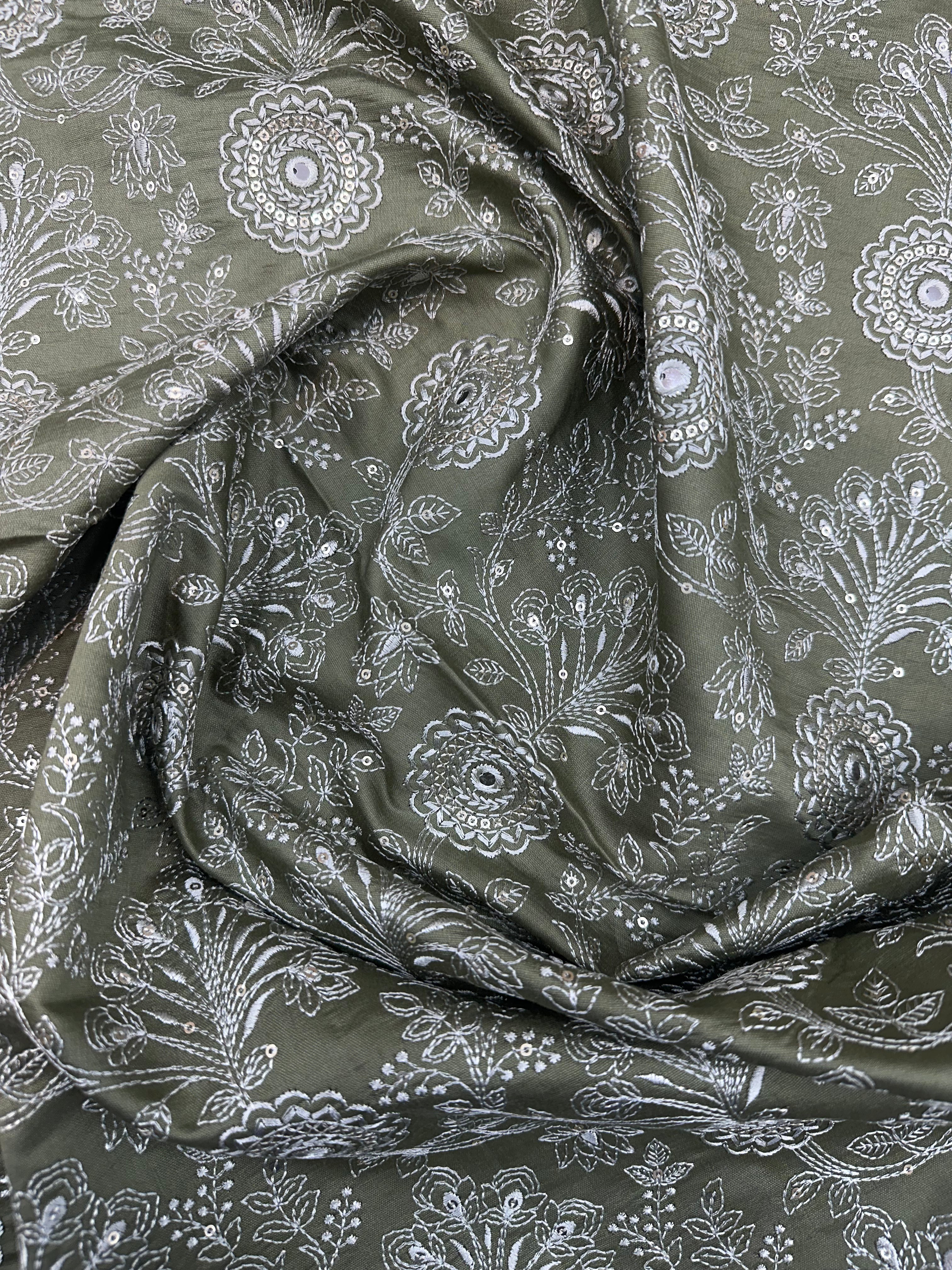 Pure Muslin Kurta Fabric – Mehendi Green