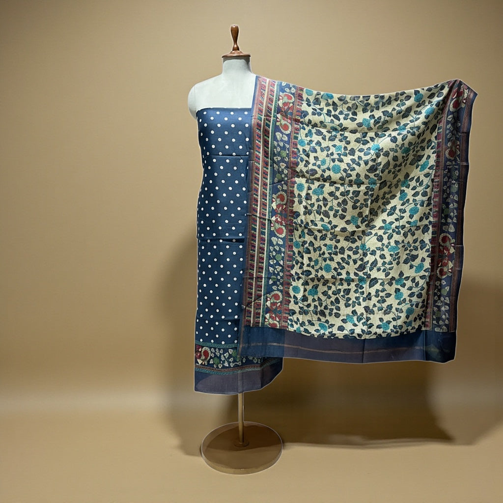 MAHESHWARI SILK SUIT WITH POLKA DOTS