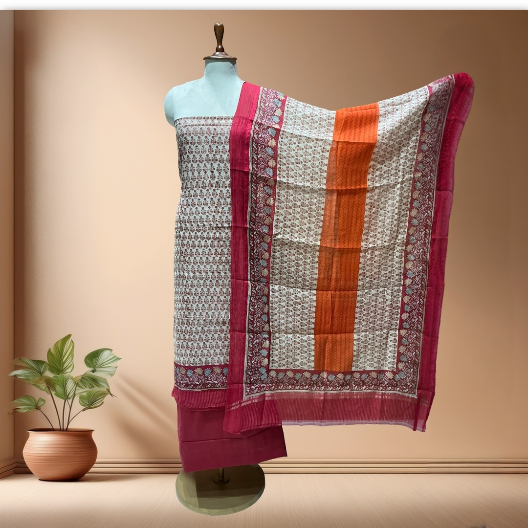MUL CHANDERI SUIT IN BEAUTIFUL PRINTS