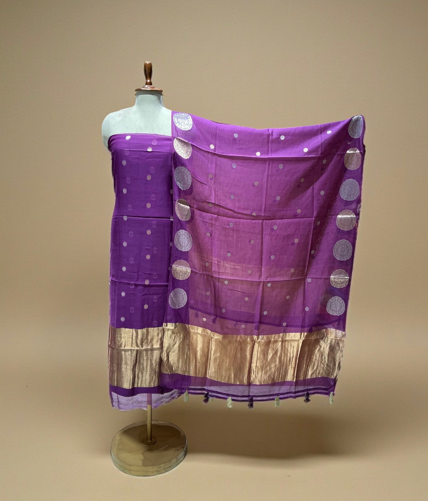 MUL CHANDERI SUIT WITH WEAVING BOOTI
