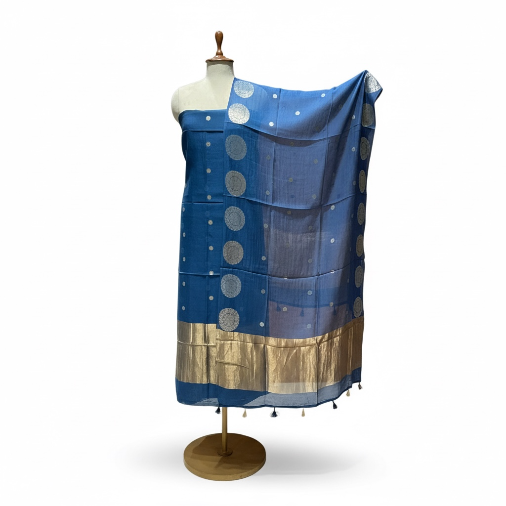 MUL CHANDERI SUIT WITH WEAVING BOOTI