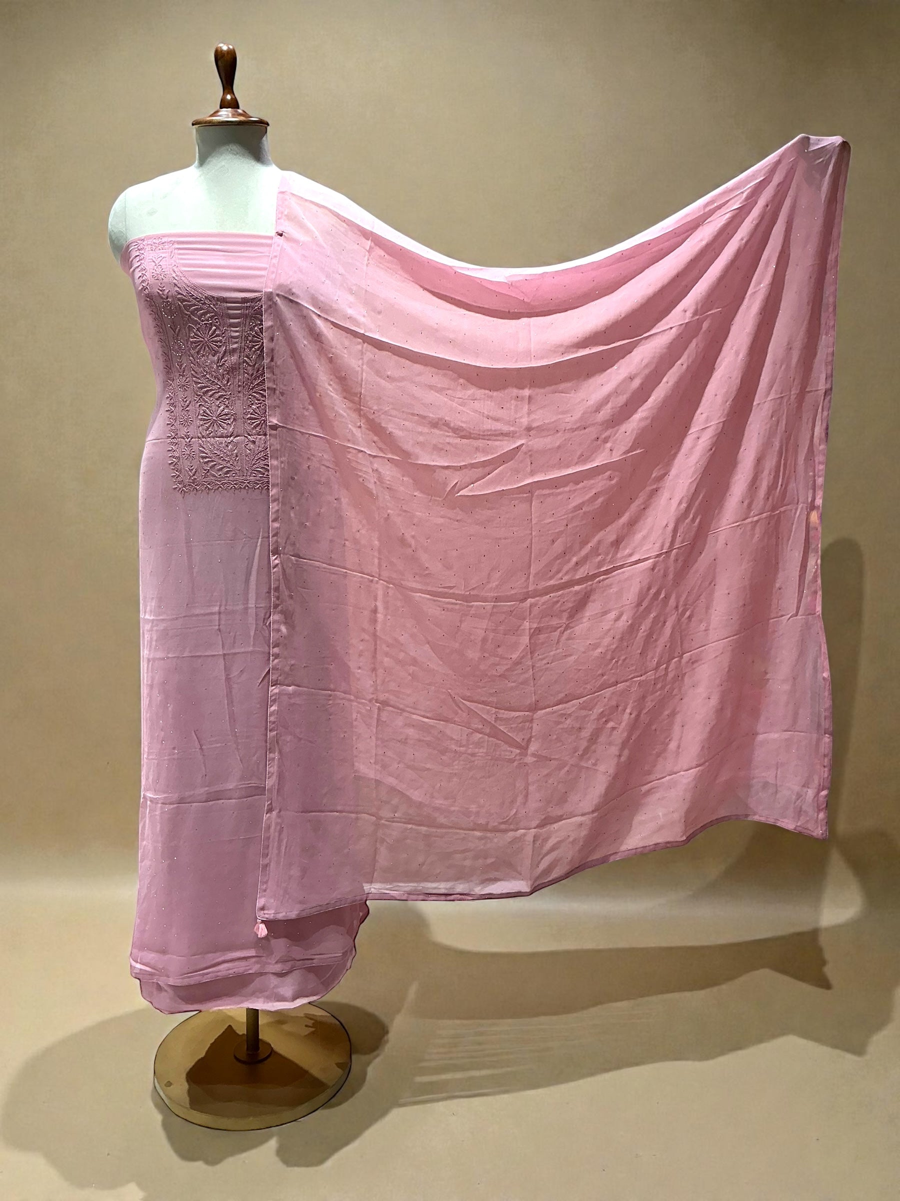 GEORGETTE SUIT WITH CHIKANKARI