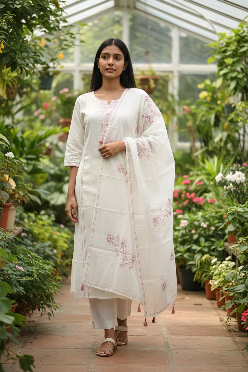 COTTON KURTI SET WITH DUPATTA