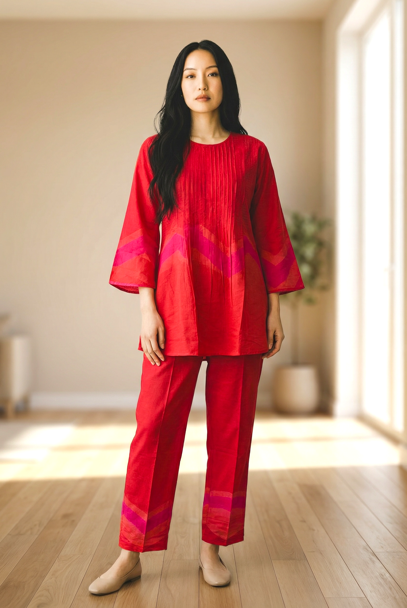 PURE BANARASI MUL CHANDERI CO-ORDSET