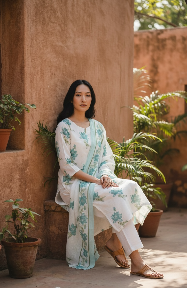 PURE COTTON KURTI SET