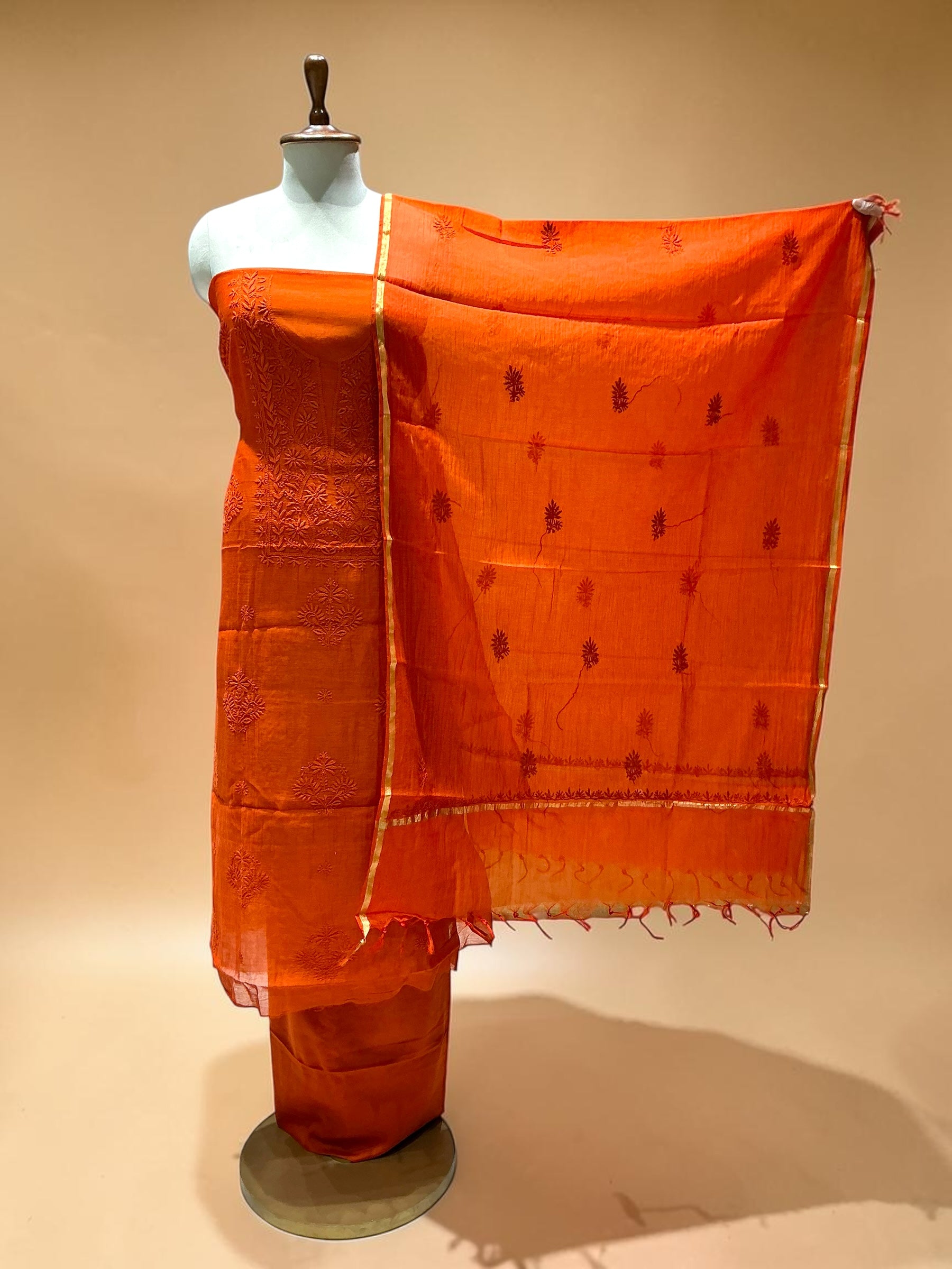 MUL CHANDERI CHIKANKARI SUIT