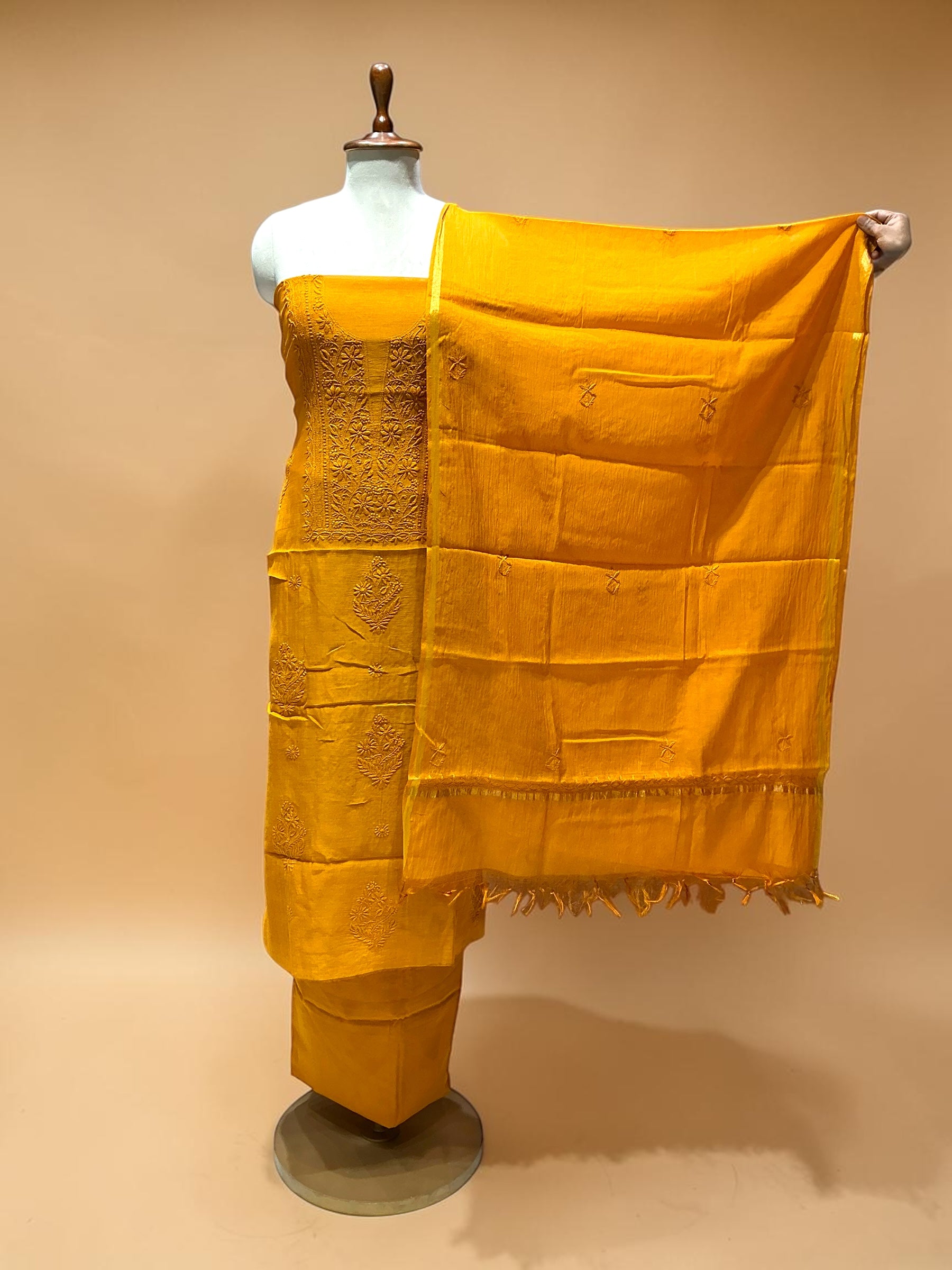 MUL CHANDERI CHIKANKARI SUIT