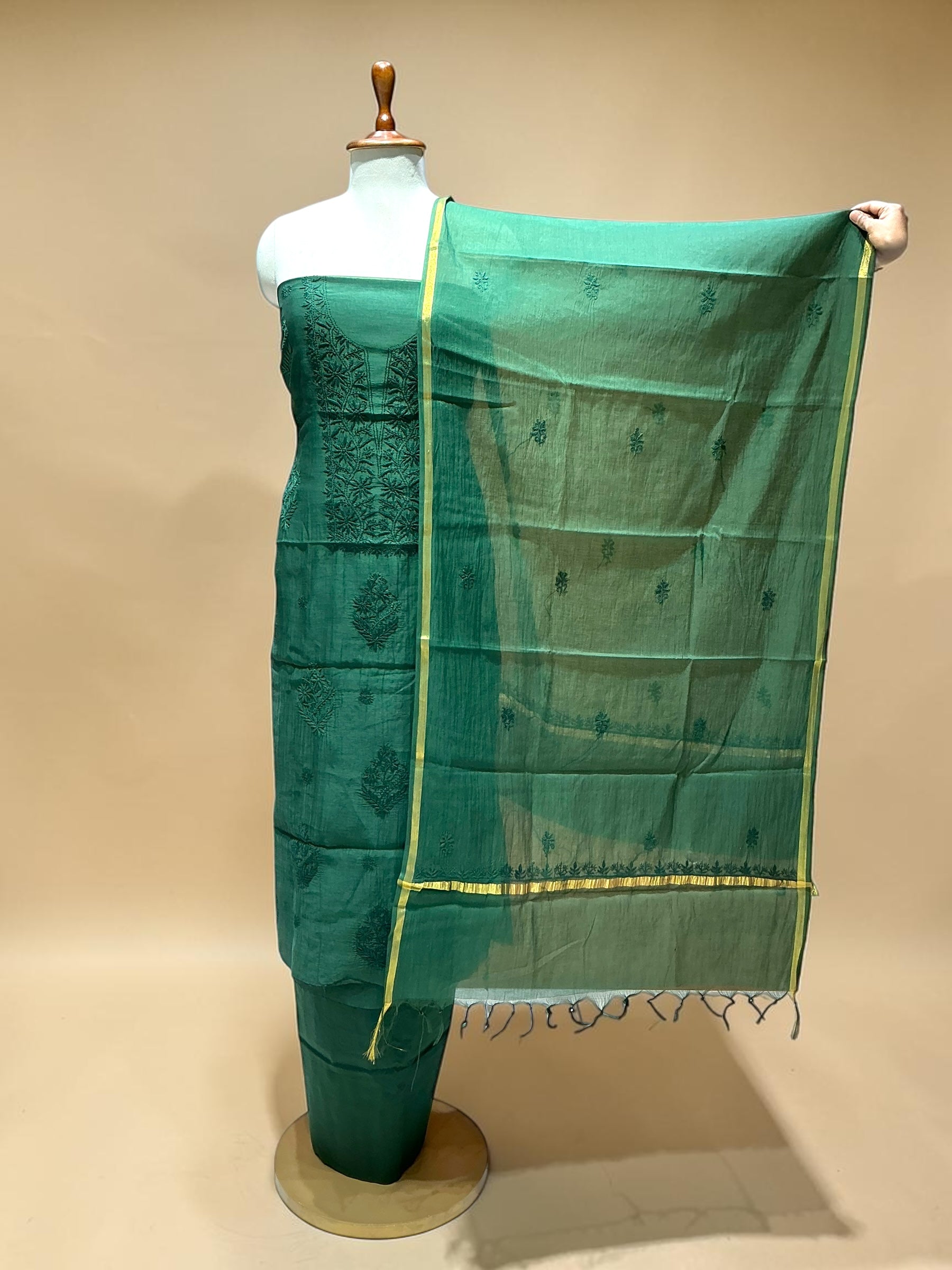 MUL CHANDERI CHIKANKARI SUIT