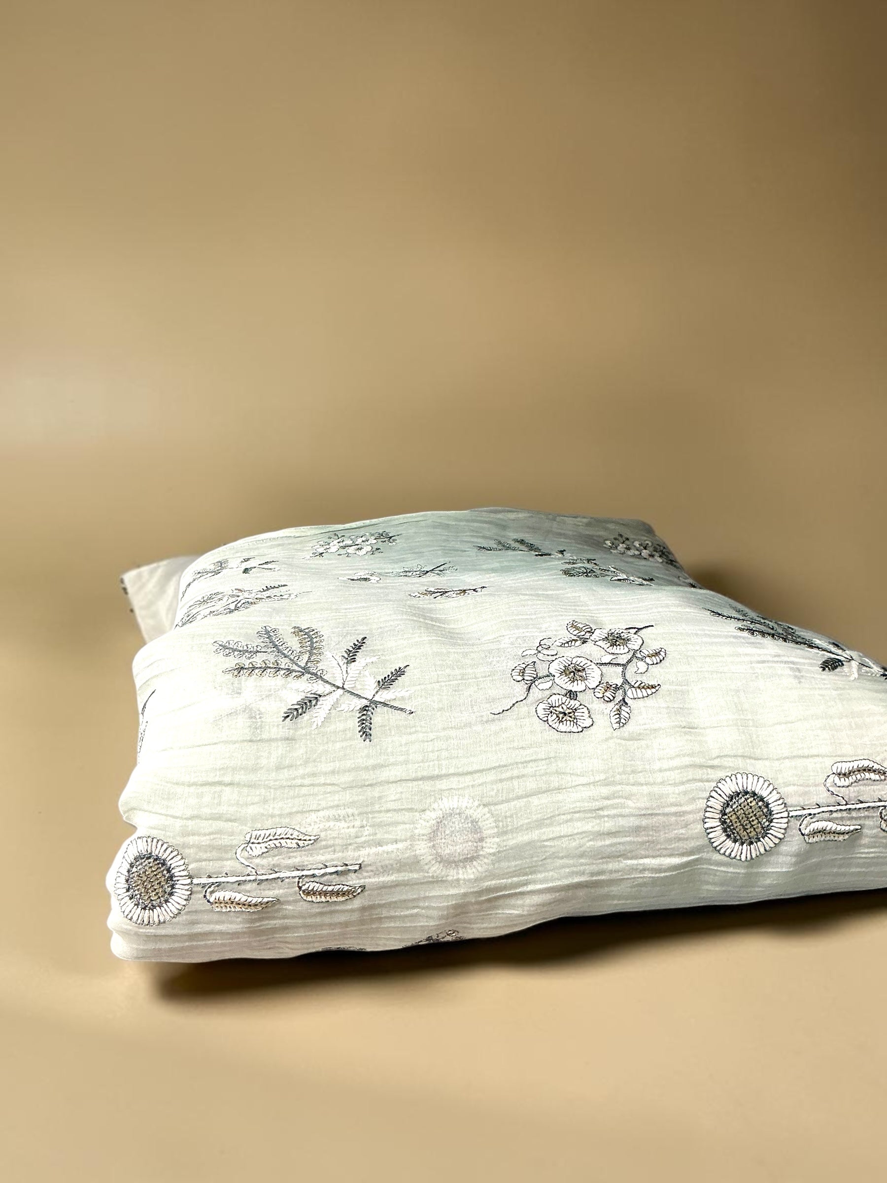 PURE MUL CHANDERI EMBROIDERED FABRIC