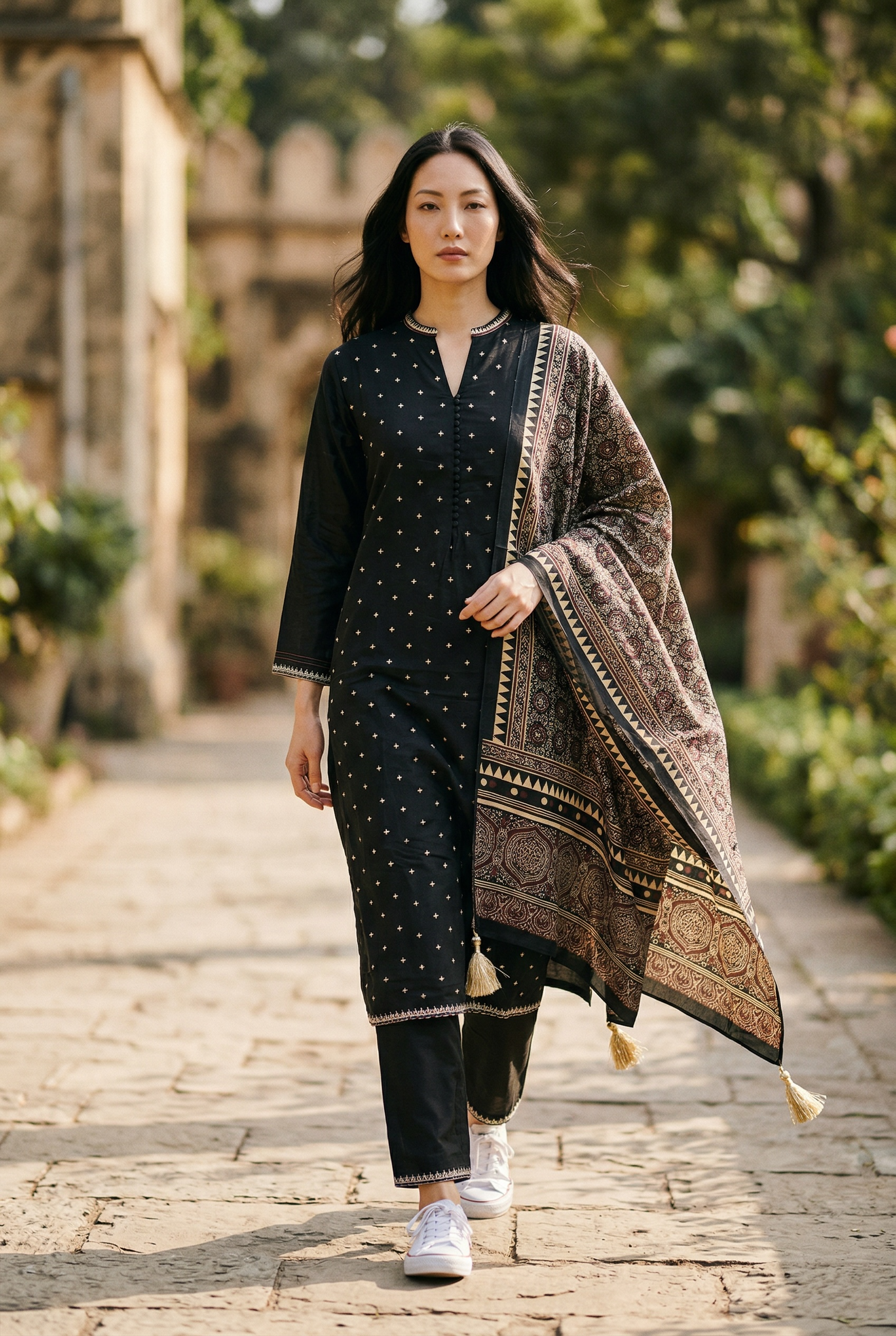 COTTON SILK EMBROIDERED KURTA SET