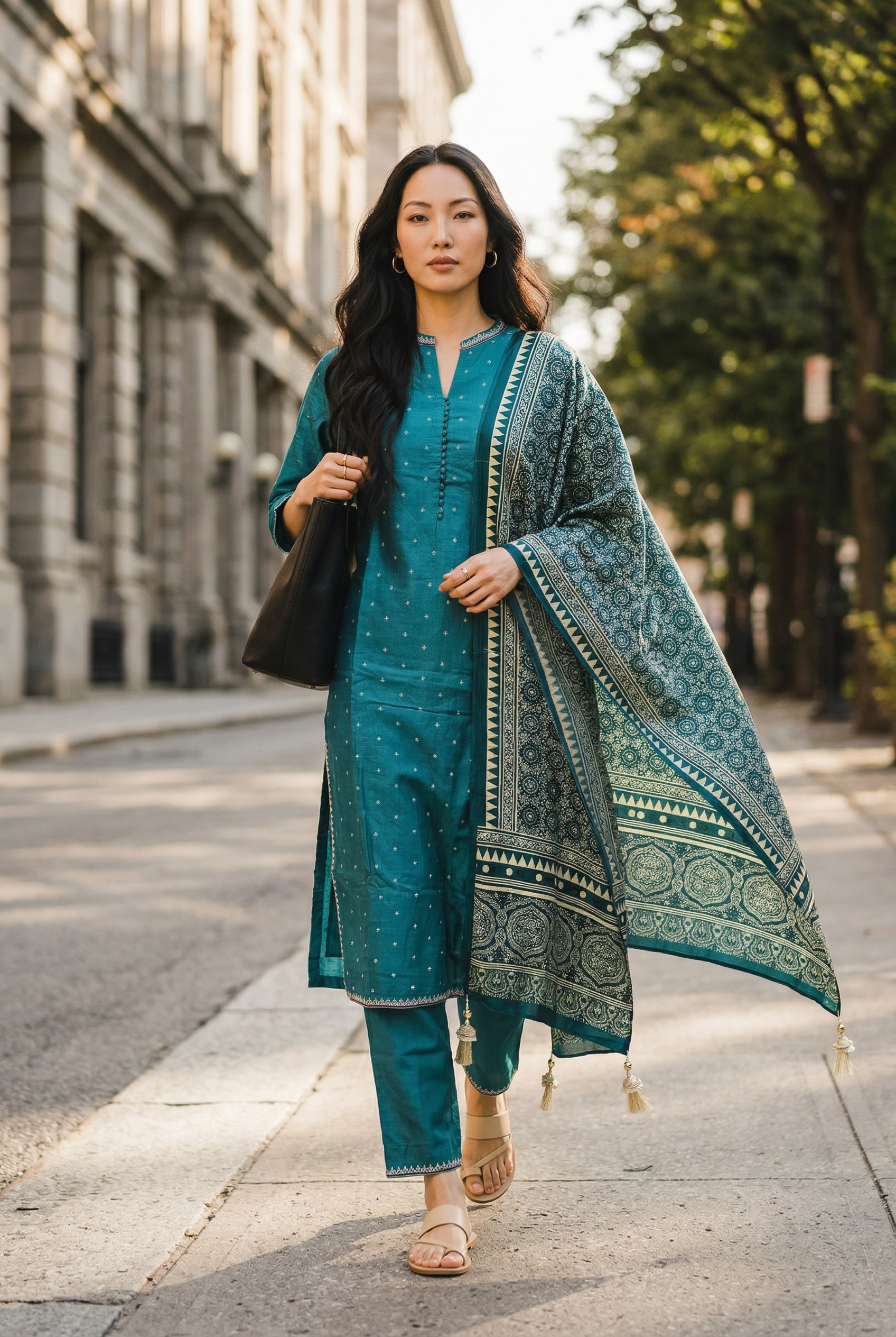 COTTON SILK EMBROIDERED KURTA SET