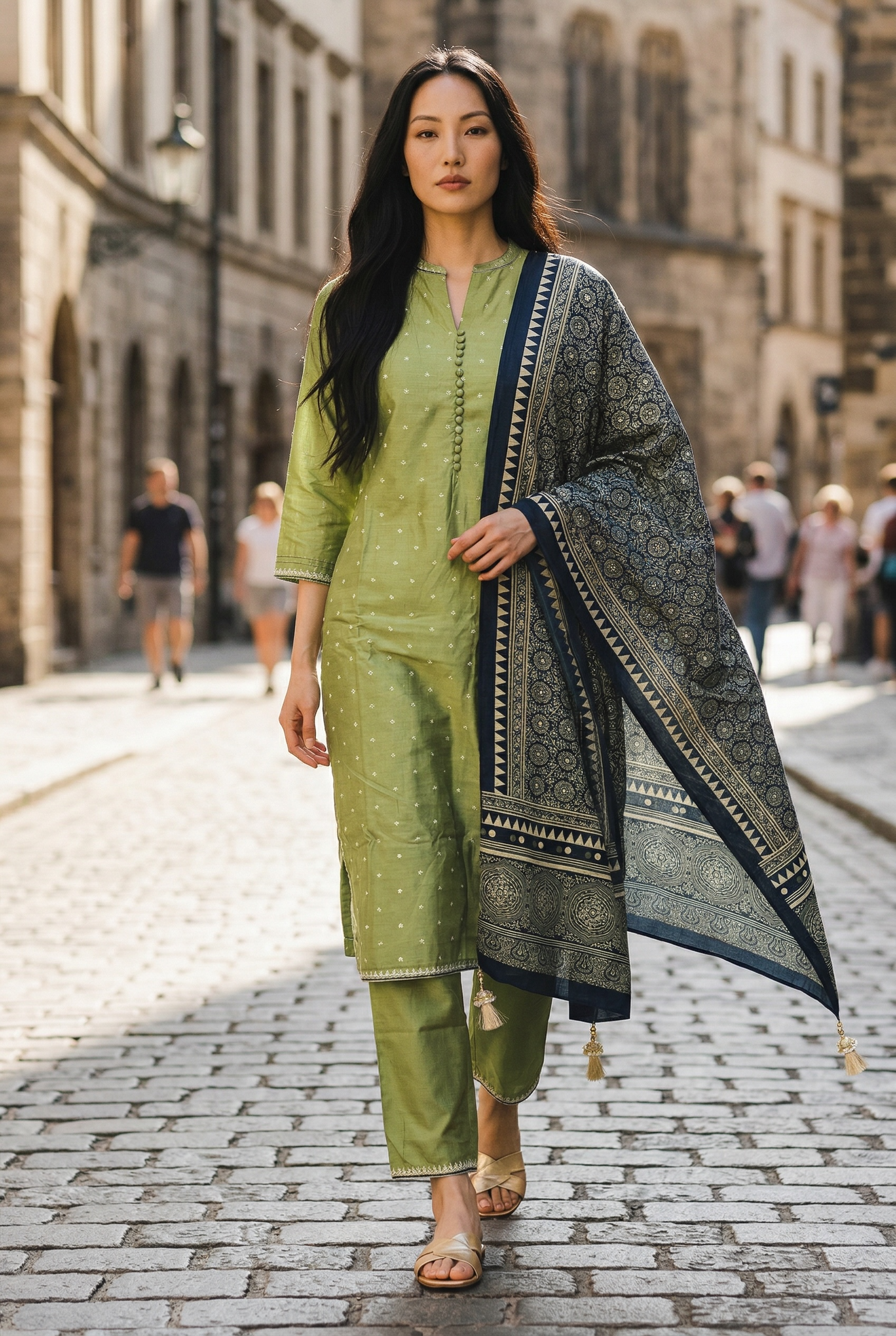 COTTON SILK EMBROIDERED KURTA SET