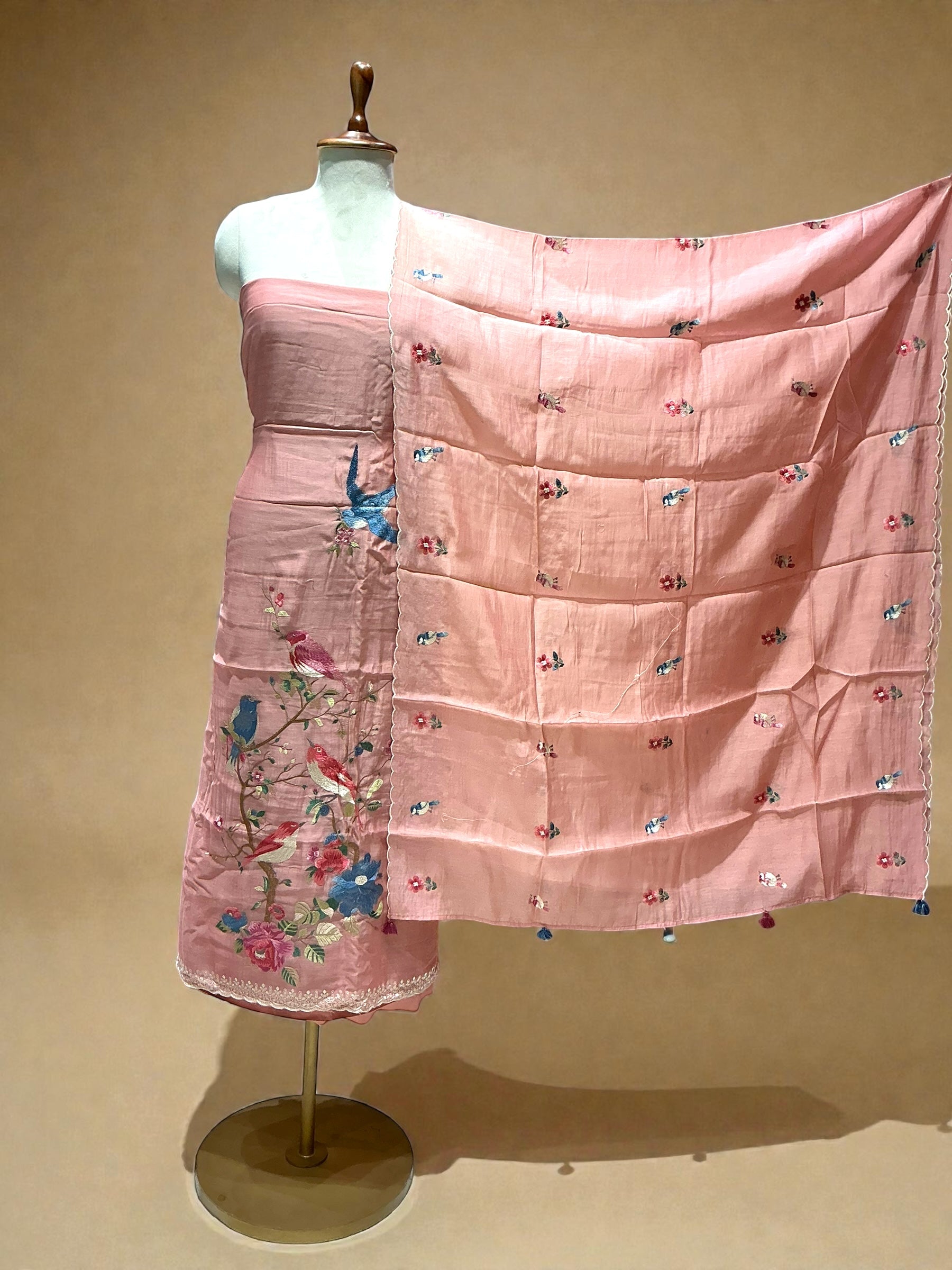MAHEEN MUL MUL SUIT WITH BEAUTIFUL BIRD EMBROIDERY