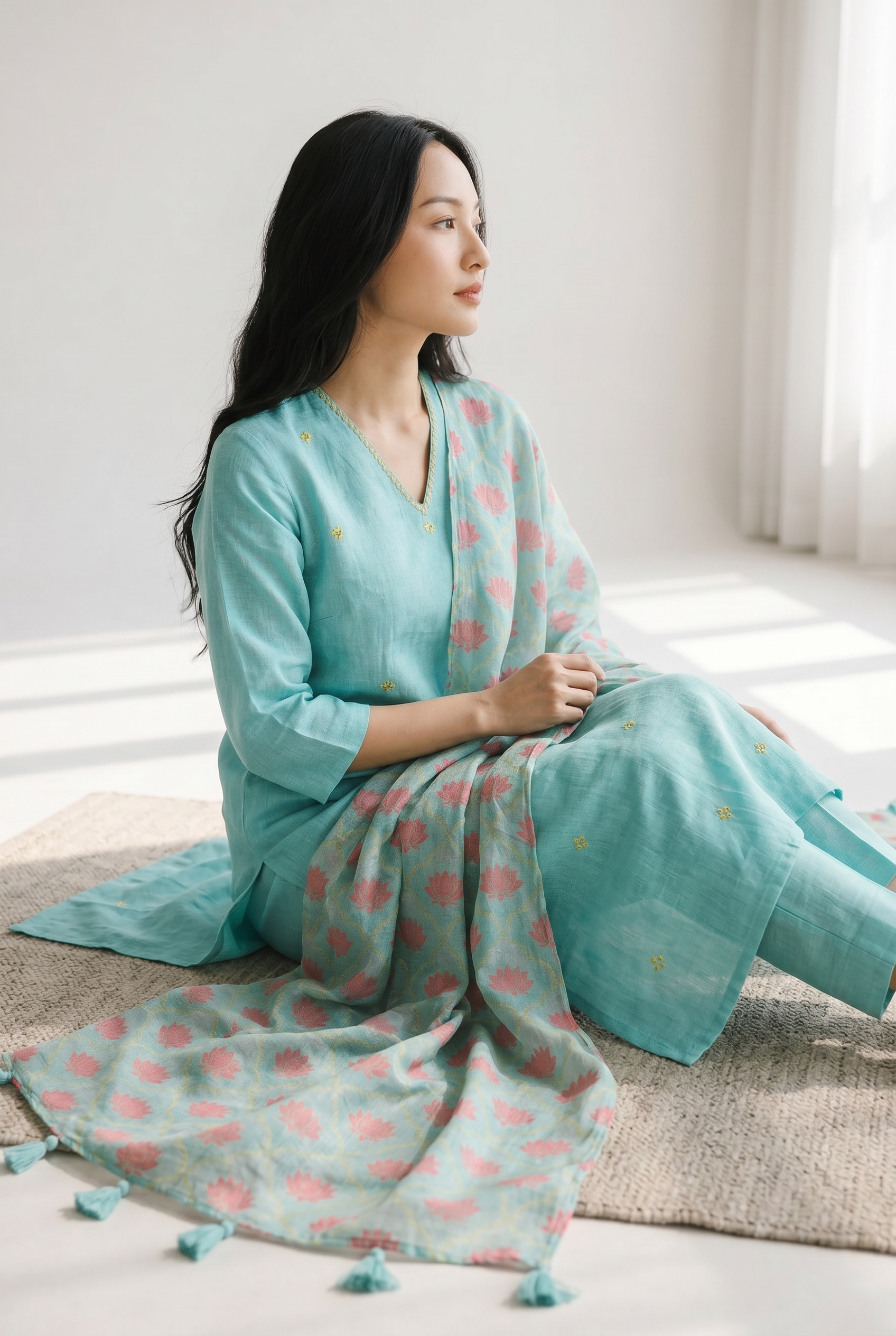 pure linen Kurti-Set