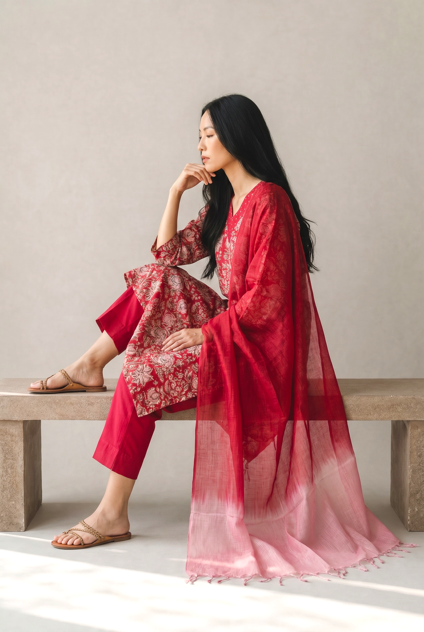 pure kota doria Kurti-Set